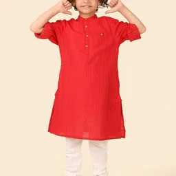 Fabindia Boys Mandarin Collar Regular Cotton Straight Kurta-picture-35