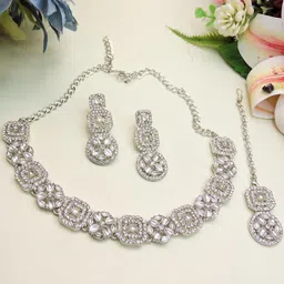 Anouk Rhodium-Plated Stone Studded Jewellery Set-11
