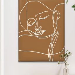 Livin'luxe Brown & White Face Line Printed Canvas Wall Art-picture-22