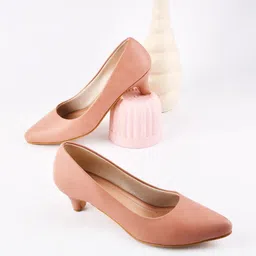 Dollphin Women Peach Solid Synthetic Pointed Toe Closed Back Party Block Bellies-picture-20