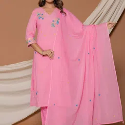 V.S.Creation Women Ethnic Motifs Embroidered Pure Cotton Kurta with Trousers & Dupatta-39
