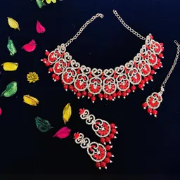 VATSALYA creation Rose Gold-Plated Artificial Stones Alloy Jewellery Set-image-58