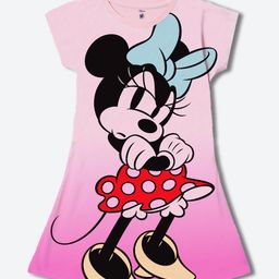 YK Disney Girls Minnie Mouse Cartoon Print A-Line Dress-27