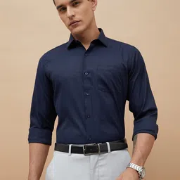 CODE by Lifestyle Men Slim Fit Solid Spread Collar Cotton Formal Shirt-image-98