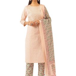 SZN Women Ethnic Motifs Printed Regular Thread Work Pure Cotton Kurta with Trousers & With Dupatta-picture-14