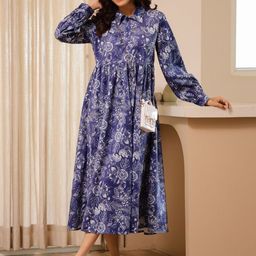 SANSKRUTIHOMES Women Floral Printed Cotton A-Line Midi Dress-image-51