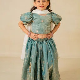 Jilmil Girls Embroidered Zari Cotton Ready to Wear Lehenga & Blouse With Dupatta-picture-54
