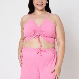 BRINNS Shoulder Straps Neck Plus Size Bralette Top With Shorts Co-Ords-image-23
