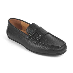Tresmode Crot Black Men's Leather Double Monk Shoes-image-15