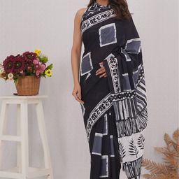 Shivanya Handicrafts Floral Pure Cotton Block Print Saree-image-87