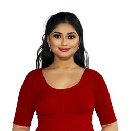 PU FASHION Woven Design Round Neck Stretchable Saree Blouse-image-98
