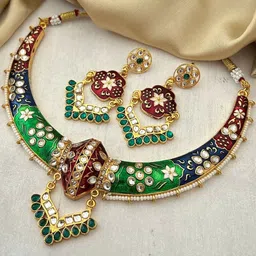 Zeviel Gold Plated Kundan Studded Jewellery Set-picture-14