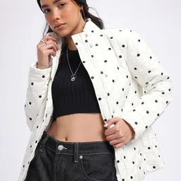 DressBerry Thread worked Polka Pulse Quilted Jacket-image-67