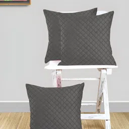 IVAZA Grey Set of 3 Velvet Square Cushion Covers-21
