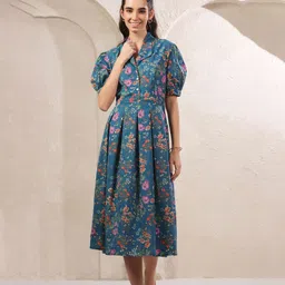 JISORA Floral Printed Fit & Flare Midi Dress-picture-32