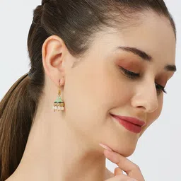 Anouk Set of 5 Gold-Plated Artificial Beads Dome Shaped Jhumkas image 4