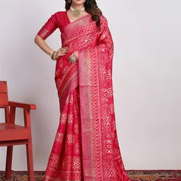 TIRA Ethnic Motifs Pinted Zari Tussar Saree-image-23