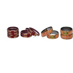 SOMIL Set Of 12 Maroon Alloy Artificial Stones & Beads Bangles-picture-48