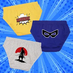 NUSYL Boys Pack Of 3 Superhero Printed Mid Rise Basic Briefs - NUBCBRFPO3.0155-22