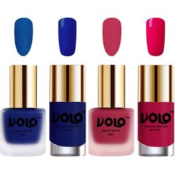 VOLO Set Of 4 Velvet Matte & Extra Shine Nail Polish-8 ml & 9.9 ml Each Shade 19-43-66-53-19