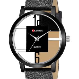 CSAMON Women Round Dial & Leather Straps Analogue Watch GR_1050_6to12_openblack-image-97