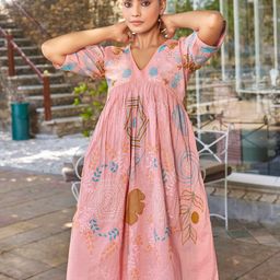 PEACH PIPER Women Floral Embroidered Cotton A-Line Dress-picture-18