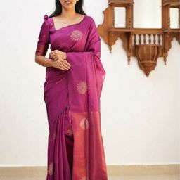VILLE FASHION Woven Design Zari Art Silk Kanjeevaram Saree-image-91