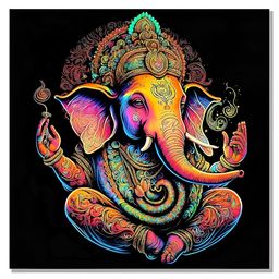 Indianara Grey & Blue 1 Piece Canvas Religious Wall Paintings-picture-48
