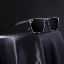RESIST EYEWEAR Unisex Square Sunglasses with UV Protected Lens CALEB BLACK BLACK 2-53