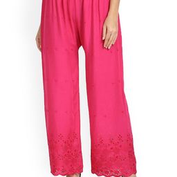 SRISARAS Women Ethnic Motif Embroidered Relaxed Fit Mid-Rise Cotton Trousers-image-27