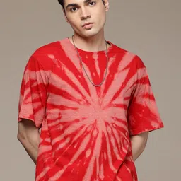 Moda Rapido Washed Effect Tie & Dyed Drop-Shoulder Sleeves Oversized Fit T-shirt-picture-22