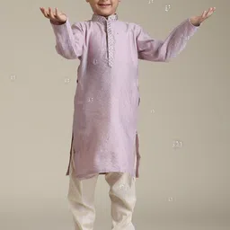 Manyavar Boys Mandarin Collar Regular Thread Work Straight Kurta with Pyjamas-picture-32