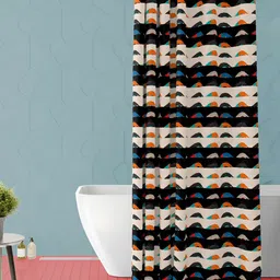 ArtzFolio Black & Beige Geometric Printed Waterproof Shower Curtain-17