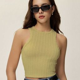 RAHI TRENDZ Round Neck Fitted Crop Top-image-90