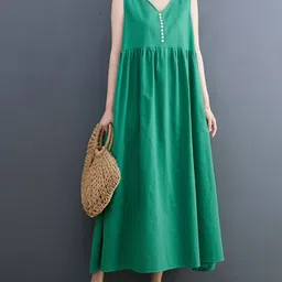 JC Mode Button Detailing A-Line Maxi Dress-image-15
