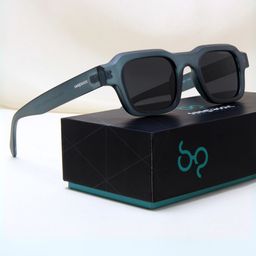 SUNGLASSIC Unisex Square Sunglasses with UV Protected Lens Walter-Teal-Black-11