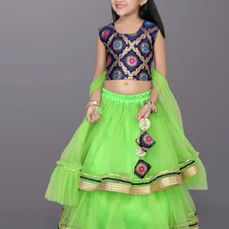 satyamfab Girls Woven Design Ready to Wear Lehenga & Blouse With Dupatta-picture-12