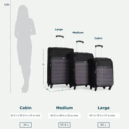 ZOUK Printed Soft- Sided Trolley Bag image 3
