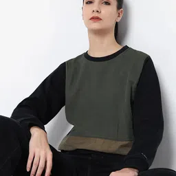 RAREISM Women Colourblocked Cotton Sweatshirt-picture-23