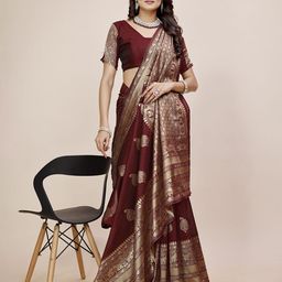 DIVASTRI Ethnic Motifs Woven Design Zari Banarasi Saree-image-110