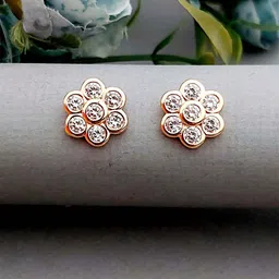 MEIRA JEWELLERY Rose Gold Plated Artificial Stones Studded Floral Shaped Studs-picture-34
