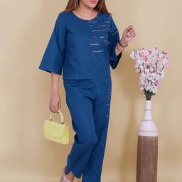 Kaajal by Vidhi Embroidered Top With Trousers Co-Ords-picture-53