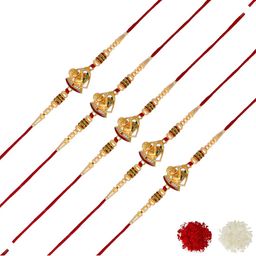 MEIRA JEWELLERY 7-Pcs Rakhi With Roli Chawal & Greeting Card-image-83