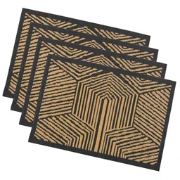 Kuber Industries Grey & Beige 4 Pieces Chevron Rectangular Anti-Skid Doormats-54