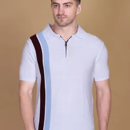 Dzant Men Flyknit Striped Polo Collar Pure Cotton T-shirt-image-78