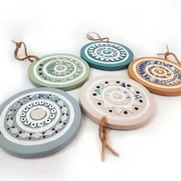 Peepul Tree Teal Blue & Green 5 Pieces Mud Art Wall Hangings-15