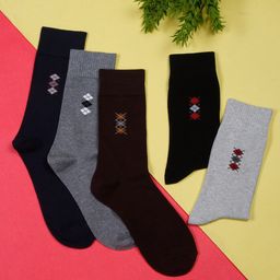 LOUIS STITCH Men Pack Of 5 Assorted Calf-Length Antimicrobial Socks-17