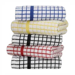 Homerz 5-Pcs White & Red Checked Pure Cotton Kitchen Towels-49