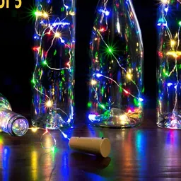 SPARK WORLD Blue & Red 5 Pcs Rice Shaped Cork Fairy String Lights-9