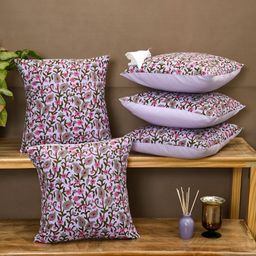 Aura Lavender & Pink 5 Pieces Floral Square Cushion Covers-image-23